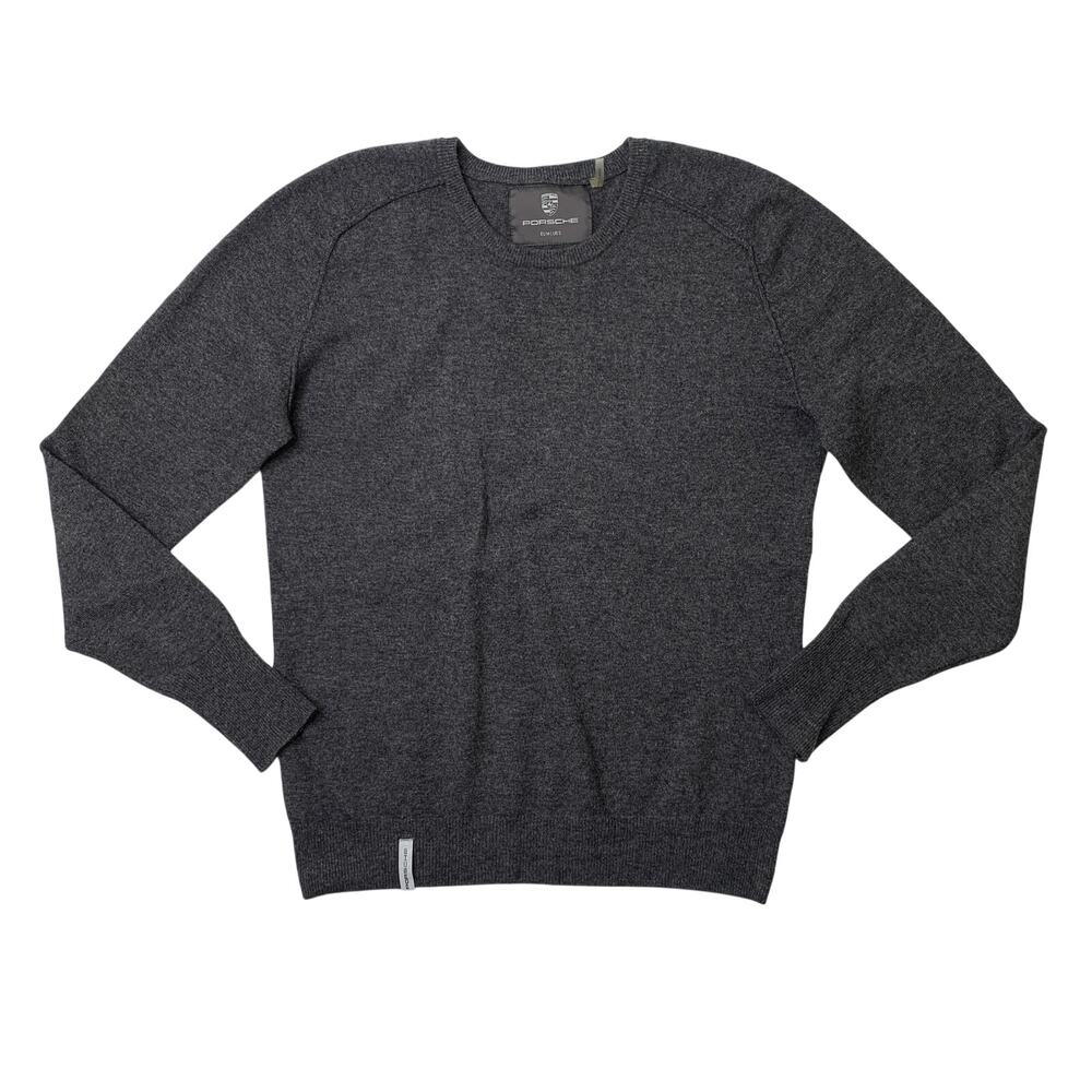 Porsche Sweater Mens S Small Gray Wool Cashmere Blend Crew Neck Pullover Preppy